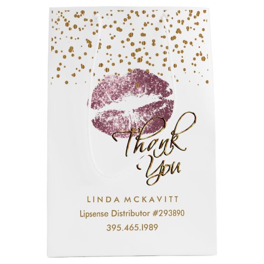 Roos Glitter Lipstick op wit - Dank u Medium Cadeauzakje (Voorkant)