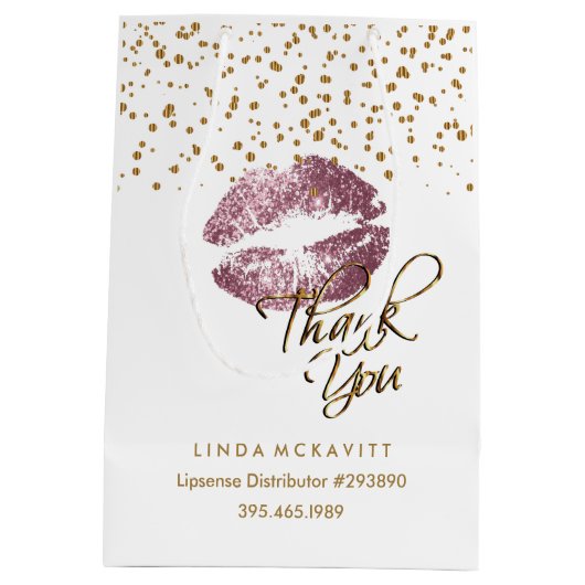 Roos Glitter Lipstick op wit - Dank u Medium Cadeauzakje (Achterkant)