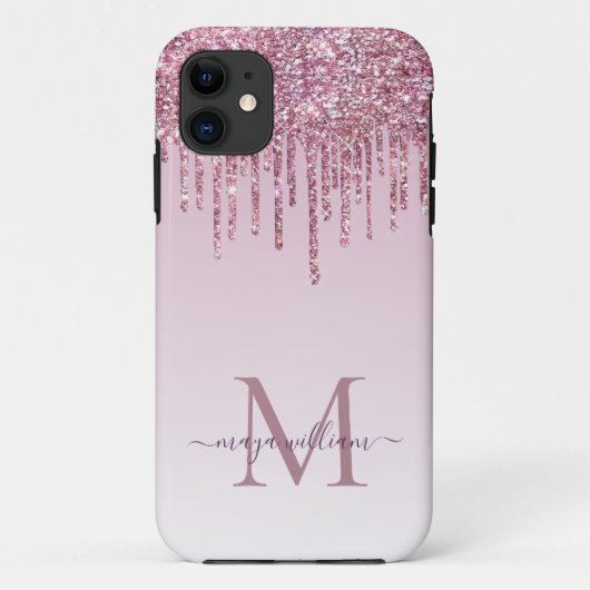 Roos Glitter maakt een persoonlijk monogram en een Case-Mate iPhone Case (Achterkant)