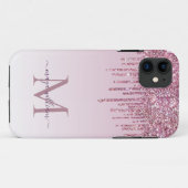 Roos Glitter maakt een persoonlijk monogram en een Case-Mate iPhone Case (Achterkant (horizontaal))