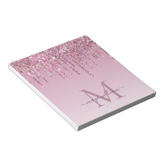 Roos Glitter maakt een persoonlijk monogram en een Notitieblok (Schuin)