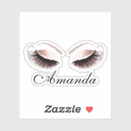Roos Glitter Makeup Artist Lashes Extension Name Sticker