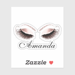 Roos Glitter Makeup Artist Lashes Extension Name Sticker