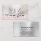 Roos Glitter Makeup Artist Silver Crown Royal Afsprakenkaartje (Voorkant / Achterkant)