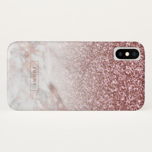 Roos Glitter & Marble Ombre Case-Mate iPhone Case (Achterkant (horizontaal))