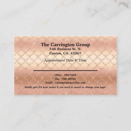 Roos Glitter Mermaid Pattern Bling Visitekaartje (Achterkant)