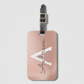 Roos Glitter Monogram Naam Bagagelabel (Voorkant (verticaal))