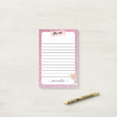 Roos Glitter Monogram Naam Post-it® Notes (Op bureau)