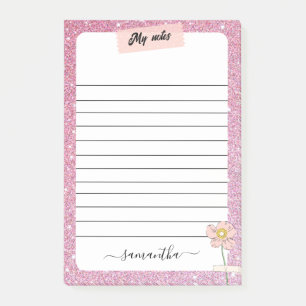 Roos Glitter Monogram Naam Post-it® Notes