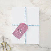 Roos Glitter Naam Cadeaulabel (Met Touw)