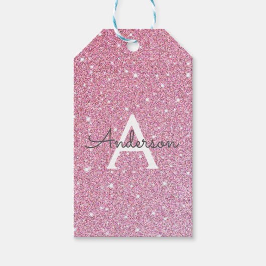 Roos Glitter Naam Cadeaulabel (Voorkant)