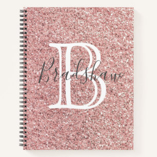 Roos Glitter Naam Notitieboek
