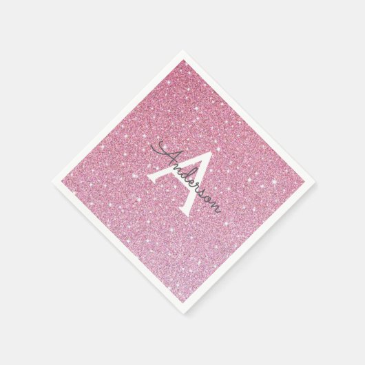 Roos Glitter Naam Servet (Hoek)