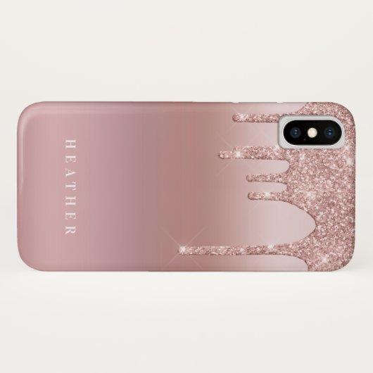 Roos Glitter Ombre Roze Blush Gepersonaliseerd Case-Mate iPhone Case (Achterkant (horizontaal))