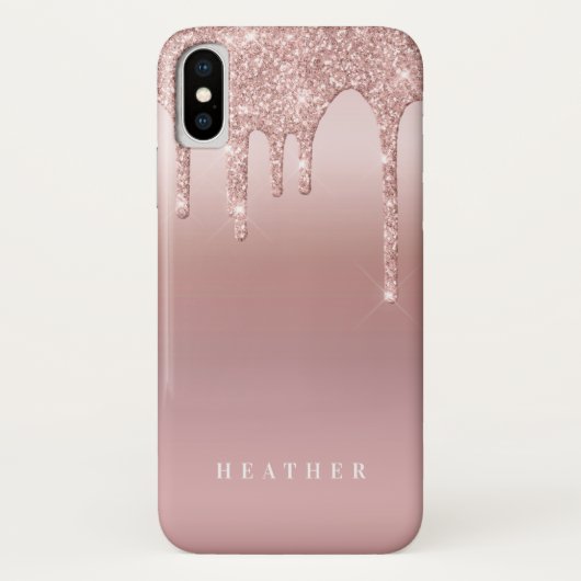 Roos Glitter Ombre Roze Blush Gepersonaliseerd Case-Mate iPhone Case (Achterkant)