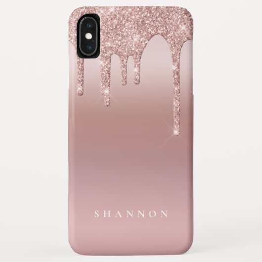 Roos Glitter Ombre Roze Blush Naam Case-Mate iPhone Case (Achterkant)