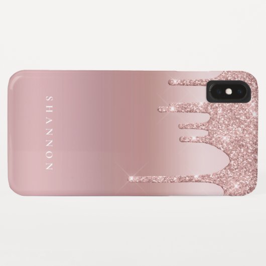 Roos Glitter Ombre Roze Blush Naam Case-Mate iPhone Case (Achterkant (horizontaal))