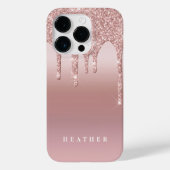 Roos Glitter Ombre Roze Blush Naam Case-Mate iPhone Case (Achterkant)