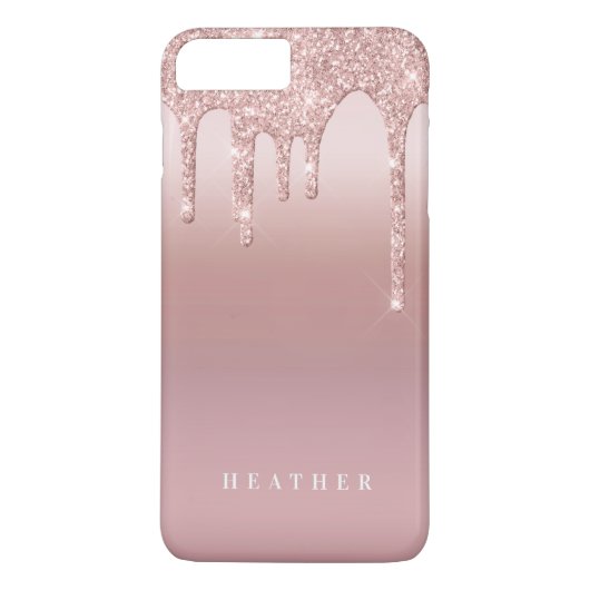 Roos Glitter Ombre Roze Blush Naam Case-Mate iPhone Case (Achterkant)