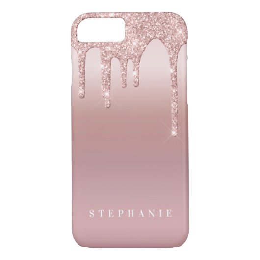 Roos Glitter Ombre Roze Blush Naam Case-Mate iPhone Case (Achterkant)