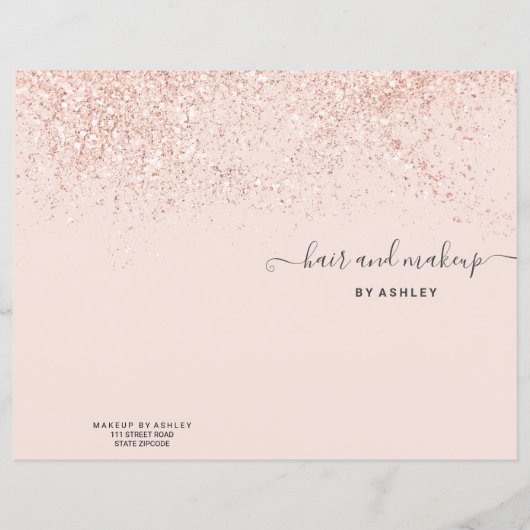 Roos glitter pastel roze prijs (Achterkant)