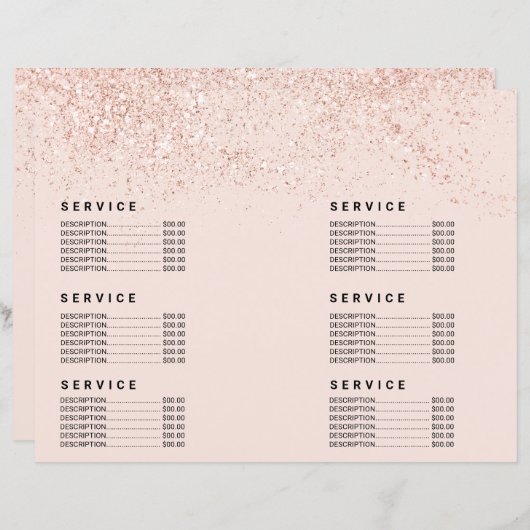 Roos glitter pastel roze prijs (Voorkant / Achterkant)