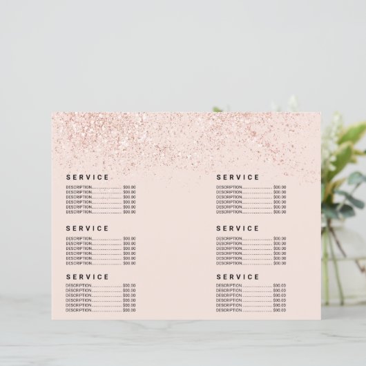 Roos glitter pastel roze prijs (Staand voorkant)