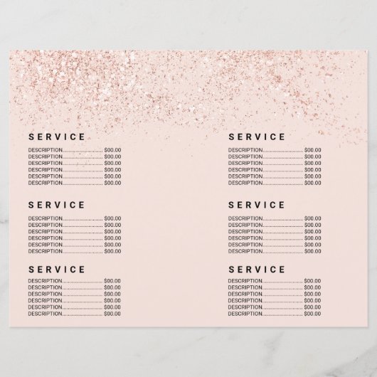 Roos glitter pastel roze prijs (Voorkant)