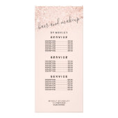 Roos glitter pastel roze prijs reclamekaart (Achterkant)