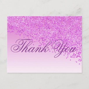 Roos Glitter Pink Shades Bedankt Briefkaart