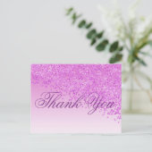 Roos Glitter Pink Shades Bedankt Briefkaart (Staand voorkant)