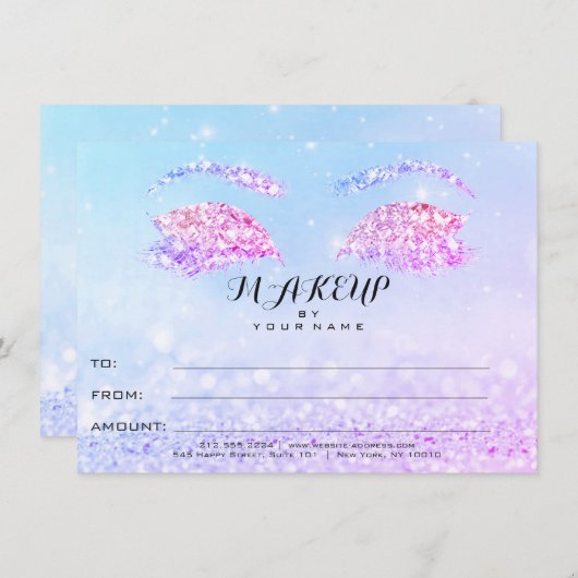 Roos Glitter Princess Make-up Certificaat Cadeau (Voorkant / Achterkant)