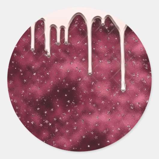 Roos Glitter Ronde Sticker (Voorkant)