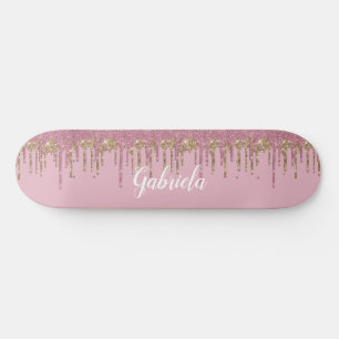 Roos Glitter Skateboard w / Naam