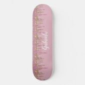 Roos Glitter Skateboard w / Naam (Voorkant)