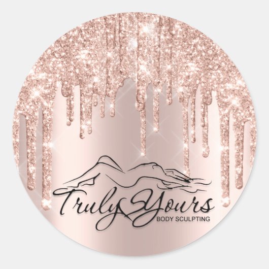 Roos Glitter Spark Beauty Bboddy Sclupting Logo Ronde Sticker (Voorkant)