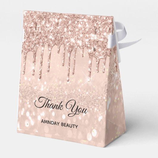 Roos Glitter Sweet 16th Bridal Beauty Shop Bedankdoosjes (Achterkant)