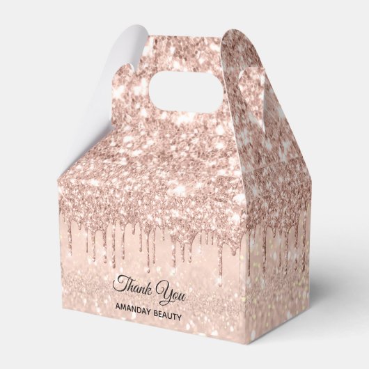 Roos Glitter Sweet 16th Bridal Wedding Favor Drips Bedankdoosjes (Voorkant Zijde)