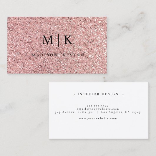 Roos Glitter Visitekaartje (Voorkant / Achterkant)