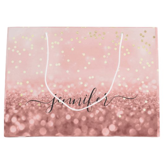 Roos Glitter Weddenschap Bridal Gold Confetti Grot Groot Cadeauzakje (Voorkant)