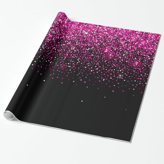 Roos Glitter Wrapping Paper Cadeaupapier (Uitgerold)
