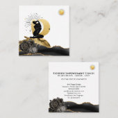 *~* Roos Goddess Black Gold Moon Sun Vierkante Visitekaartje (Voorkant / Achterkant)