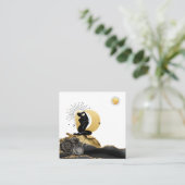*~* Roos Goddess Black Gold Moon Sun Vierkante Visitekaartje (Staand voorkant)