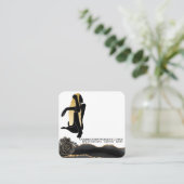 *~* Roos godin Black Gold Glitter Floral Vierkante Visitekaartje (Staand voorkant)