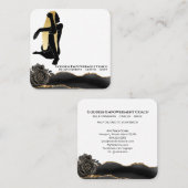 *~* Roos godin Black Gold Glitter Floral Vierkante Visitekaartje (Voorkant / Achterkant)