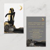 *~* Roos Godin Black Gold Glitter Moon Visitekaartje (Voorkant / Achterkant)