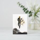 *~* Roos godin Black Gold Serpent Moon Phases Visitekaartje (Staand voorkant)