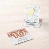 Roos Gold 10e verjaardagsfeestje Kartonnen Onderzetters (Insitu)