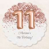 Roos Gold 11e verjaardagsfeestje Kartonnen Onderzetters (Voorkant)