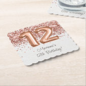 Roos Gold 12e verjaardagsfeestje Kartonnen Onderzetters (Gebogen)